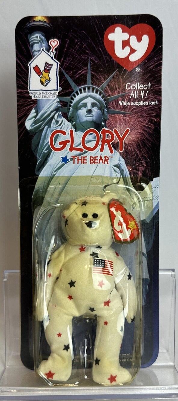 Ty Teenie Beanie baby "Glory the Bear" 1997 Mcdonalds Rare with Tag Errors 1993